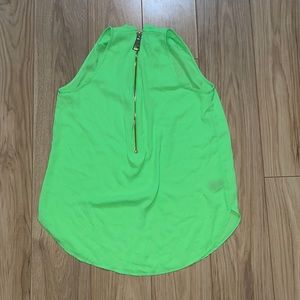 Lime Green Tank Blouse with Zipper